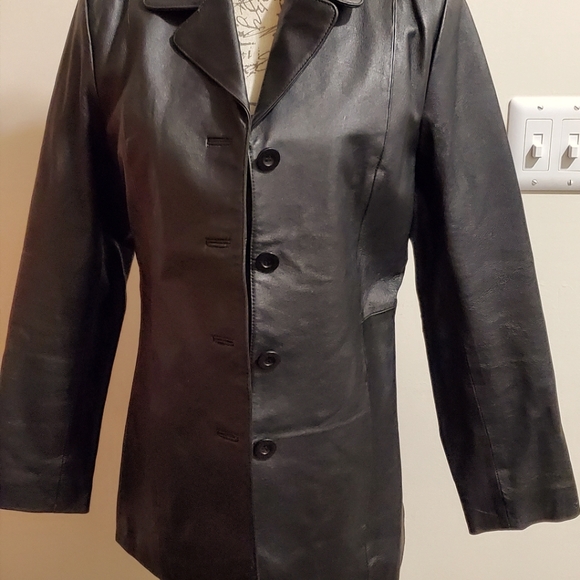 Ladies Black Leather Blazer - Picture 1 of 3